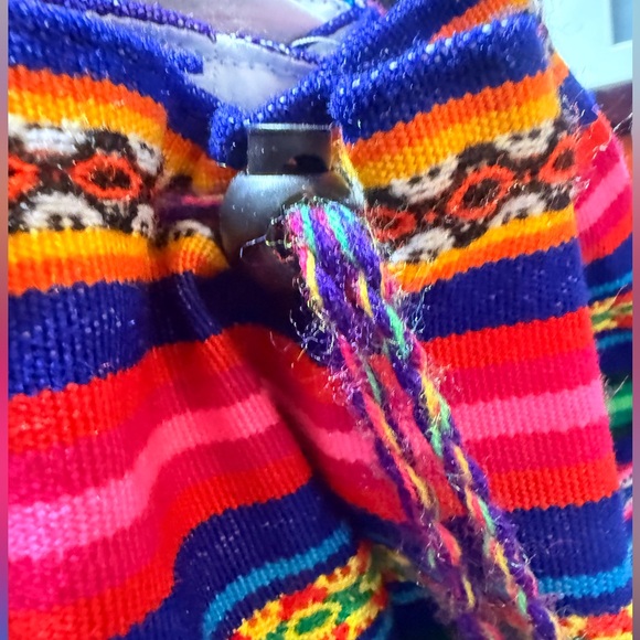 🍁 Hippy style  Outdoor Picnic Colorful Wool Backpack Bag Multi Color 🍁 - Picture 6 of 7